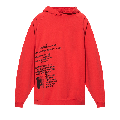 Pre-owned Raf Simons Redux Oversized Hooded Sweater With Front And Back Print 'red'