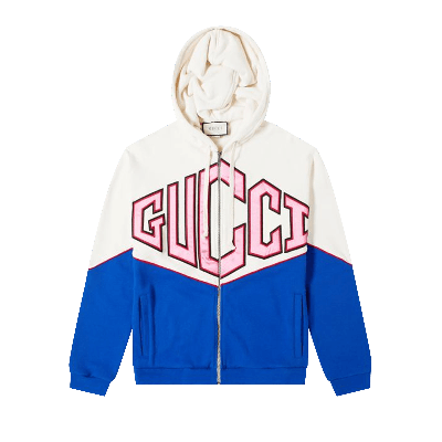 Pre-owned Gucci Diamond Zip Hoodie 'natural/navy/red' In Multi-color