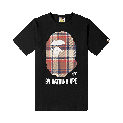 Pre-owned Bape Check By Bathing Ape Tee 'black/red'