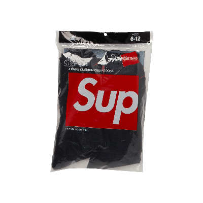 Pre-owned Supreme X Hanes Crew Socks (4 Pack) 'black'