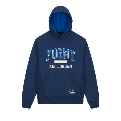 Pre-owned Air Jordan X Fragment Pullover Hoodie 'navy/sport Royal/white' In Blue