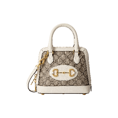 Pre-owned Gucci Horsebit 1955 Mini Top Handle Bag 'gg Supreme/white' In Cream