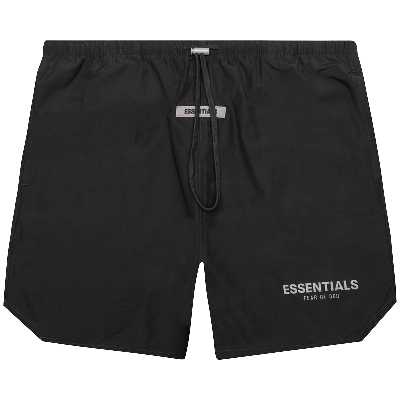 Pre-owned Essentials Fear Of God Volley Shorts 'black Reflective