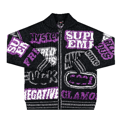 Pre-owned Supreme X Hysteric Glamour Logos Zip Up Sweater 'black'