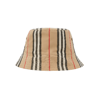 Pre-owned Burberry Reversible Icon Stripe Bucket Hat 'archive Beige' In Tan