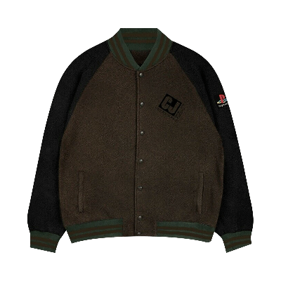 Pre-owned Cactus Jack By Travis Scott X Playstation Crew Varsity Jacket 'brown'