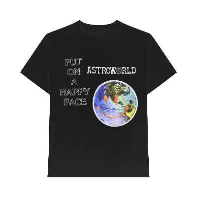 Pre-owned Cactus Jack By Travis Scott Astroworld Happy Face T-shirt 'black'