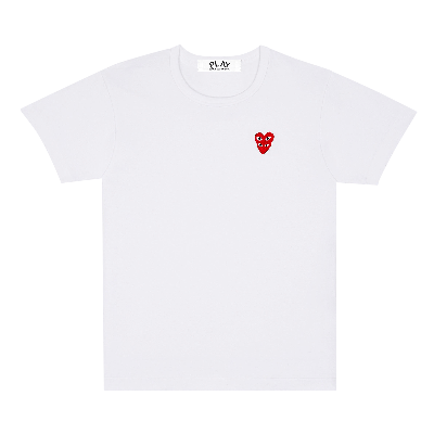 Pre-owned Comme Des Garçons Play Double Heart T-shirt 'white'