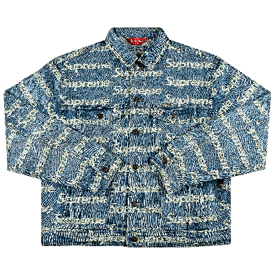 Pre-owned Supreme Frayed Logos Denim Trucker Jacket  