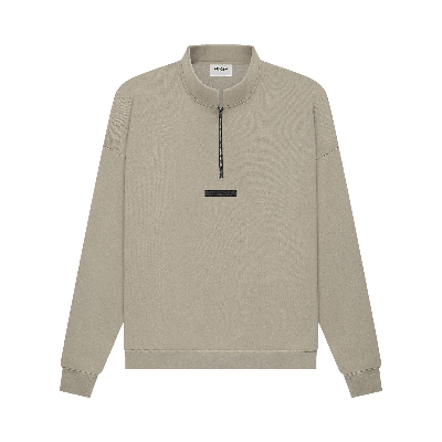 Pre-owned Essentials Fear Of God  Mockneck Half Zip 'moss' In Green