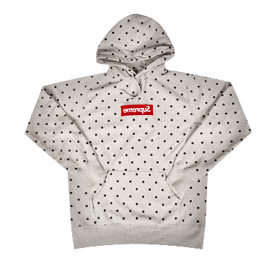 Pre-owned Supreme X Comme Des Garçons Shirt Polka Dot Box Logo Hooded Sweatshirt 'heather Grey'