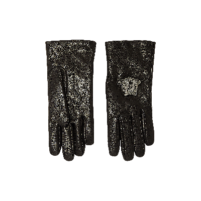 Pre-owned Versace Leather Gloves 'black/ruthenium'