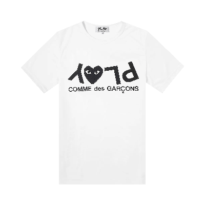 Pre-owned Comme Des Garçons Play Inverted Text Logo Tee 'white'