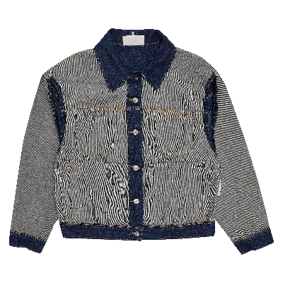 Pre-owned Mm6 Maison Margiela Reversed Denim Jacket 'raw' In Blue
