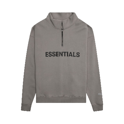 Pre-owned Essentials Fear Of God  Mockneck Half Zip 'cement' In Grey