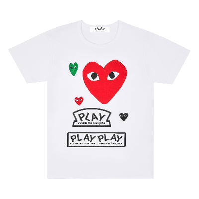 Pre-owned Comme Des Garçons Play Multi Logo Short-sleeve T-shirt 'white'