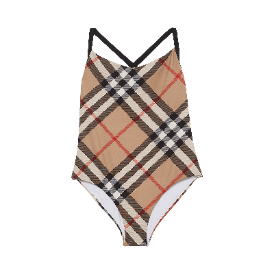 Pre-owned Burberry Alagnon Check One Piece Swimsuit 'archive Beige' In Cream