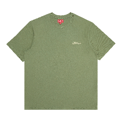 Pre-owned Supreme Arabic Logo Washed Short-sleeve Tee 'olive' In Green