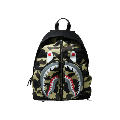 Pre-owned Bape 1st Camo Shark Daypack 'yellow'