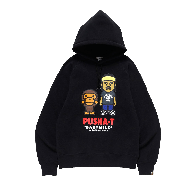 Pre-owned Bape Kids' X Pusha-t Baby Milo Pullover Hoodie 'black'