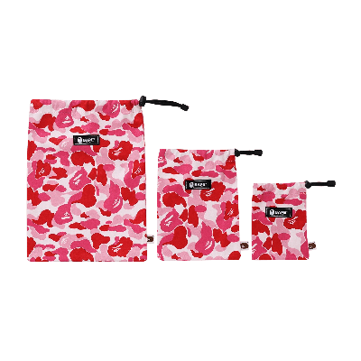 Pre-owned Bape Abc Pouch 3 Piece Set 'pink'