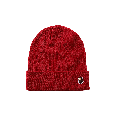 Pre-owned Bape Ape Head One Point Knit Cap 'red'
