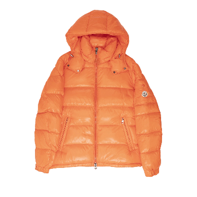Pre-owned Moncler Maya Hooded Puffer Shiny Jacket 'orange'