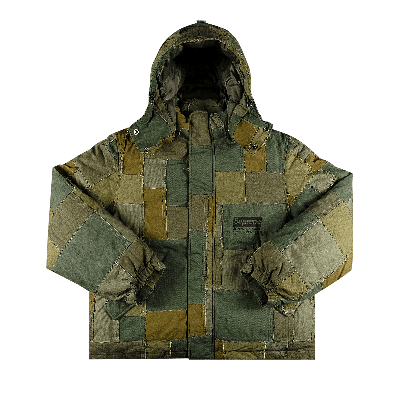 Pre-owned Supreme X Junya Watanabe X Comme Des Garçons Man Patchwork Puffy Jacket 'olive' In Green