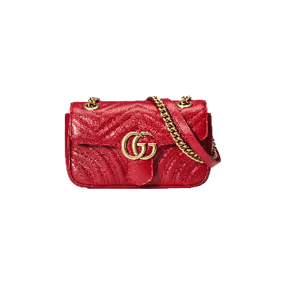 Pre-owned Gucci Gg Marmont Matelassé Mini Bag 'red'