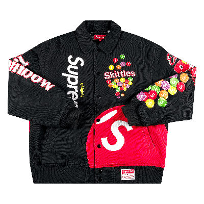 Pre-owned Supreme X Skittles X Mitchell & Ness Varsity Jacket 'black'