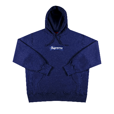 Pre-owned Supreme Kids'  Box Logo Hooded Sweatshirt 'washed Navy' In Blue