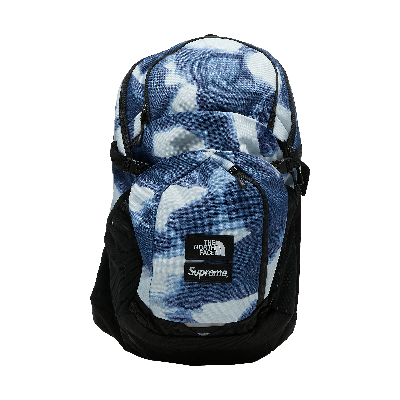 Pre-owned Supreme X The North Face Bleached Denim Print Pocono Backpack 'indigo' In Blue