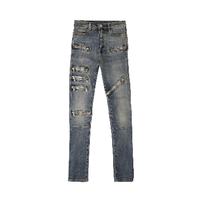 Pre-owned Ben Taverniti Unravel Project Unravel Project Denim Moonwash Multi-zip Jeans 'blue'