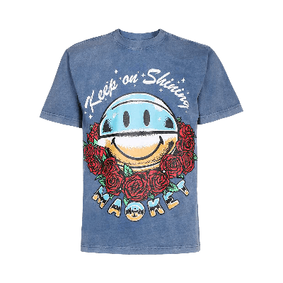 Pre-owned Market Smiley Keep On Shining Washed T-shirt 'washed Blue'