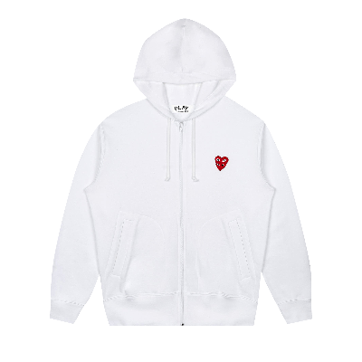 Pre-owned Comme Des Garçons Play Zip Hoodie 'white'