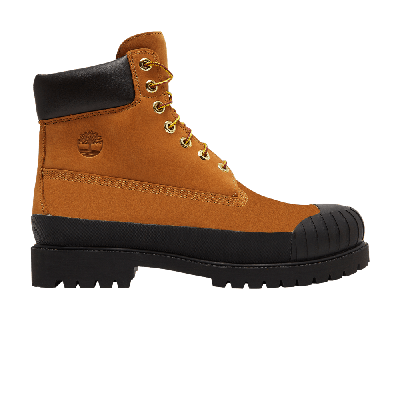 Pre-owned Timberland 6 Inch Premium Rubber Toe Boot 'wheat Black' In Brown