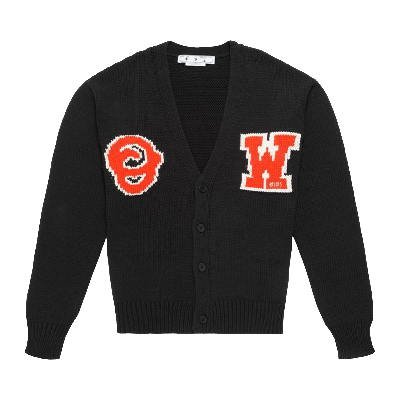 Pre-owned Off-white Patch Knit Cardigan 'black/orange'