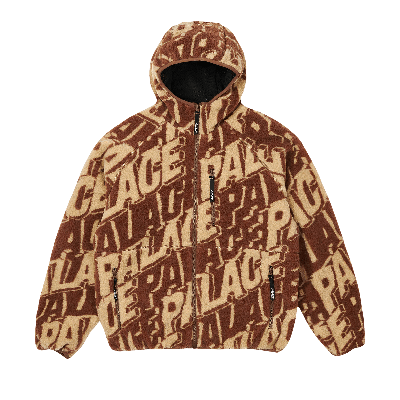 Pre-owned Palace Jacquard Fleece Hooded Jacket 'tan/brown'