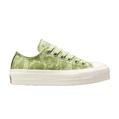Pre-owned Converse Wmns Chuck Taylor All Star Lift Platform Low 'we Are Stronger Together' In Green