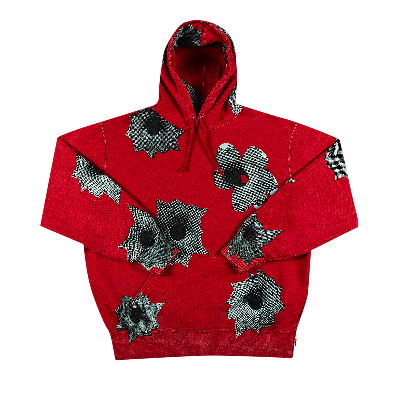Pre-owned Supreme X Nate Lowman Hooded Sweatshirt 'red'