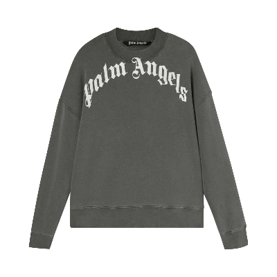 Pre-owned Palm Angels Gd Curved Logo Crew 'black/white'