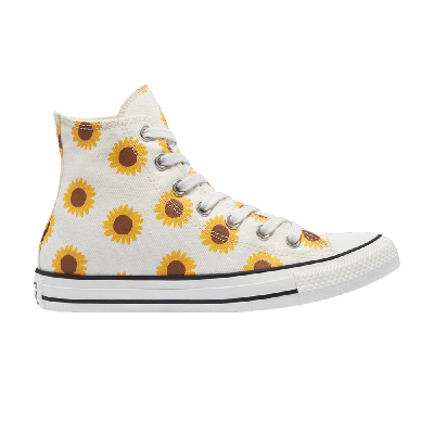 Pre-owned Converse Wmns Chuck Taylor All Star High 'summer Spirit - Sunflowers' In Cream