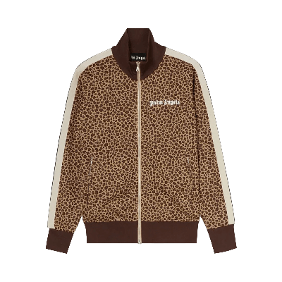 Pre-owned Palm Angels Leopard Jacquard Track Jacket 'beige/off White' In Brown