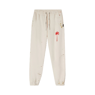 Pre-owned Palm Angels Pxp Painted Sweatpants 'off White/red' In Cream