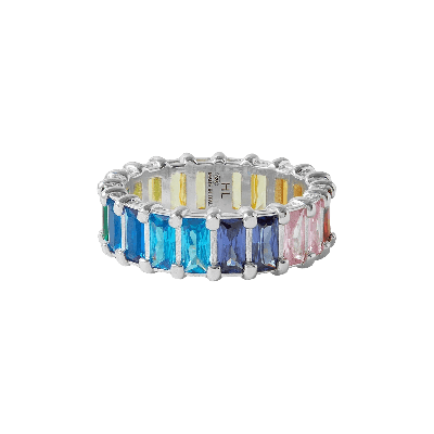 Shop Hatton Labs Rainbow Baguette Eternity Ring 'solid Sterling Silver' In Multi-color