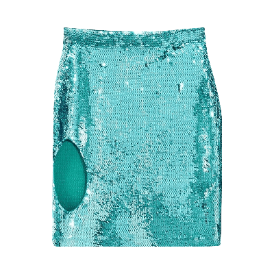 Pre-owned Loewe Sequin Cut Out Skirt 'turquoise' In Blue