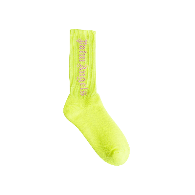 Shop Palm Angels Classic Logo Socks 'yellow Fluo'