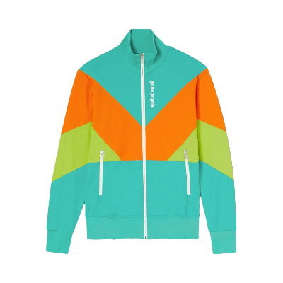 Pre-owned Palm Angels Colorblock Track Jacket 'forest Green/white' In Multi-color