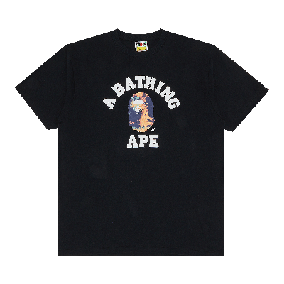 Pre-owned Bape Kids'  Tie Dye College Tee 'black/navy'