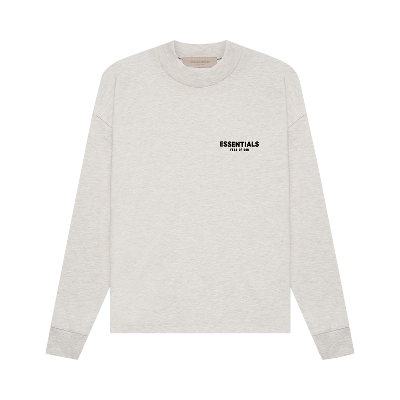 Pre-owned Essentials Fear Of God  Long-sleeve Tee 'light Oatmeal' In Grey